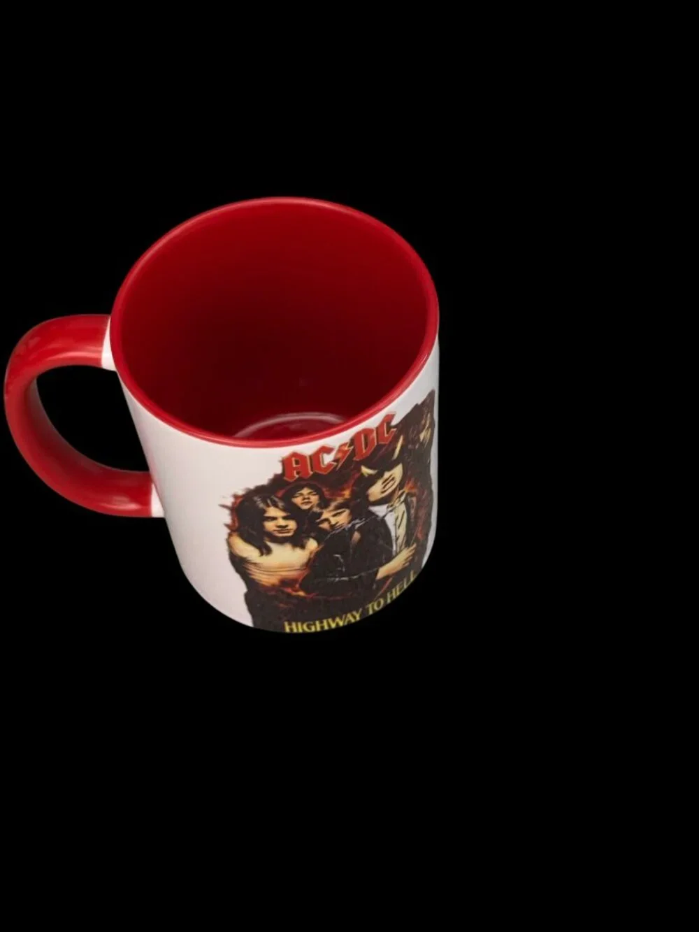AC/DC Highway to Hell Coffee Mug, White and Red, 11 oz, Rock Band Graphic
